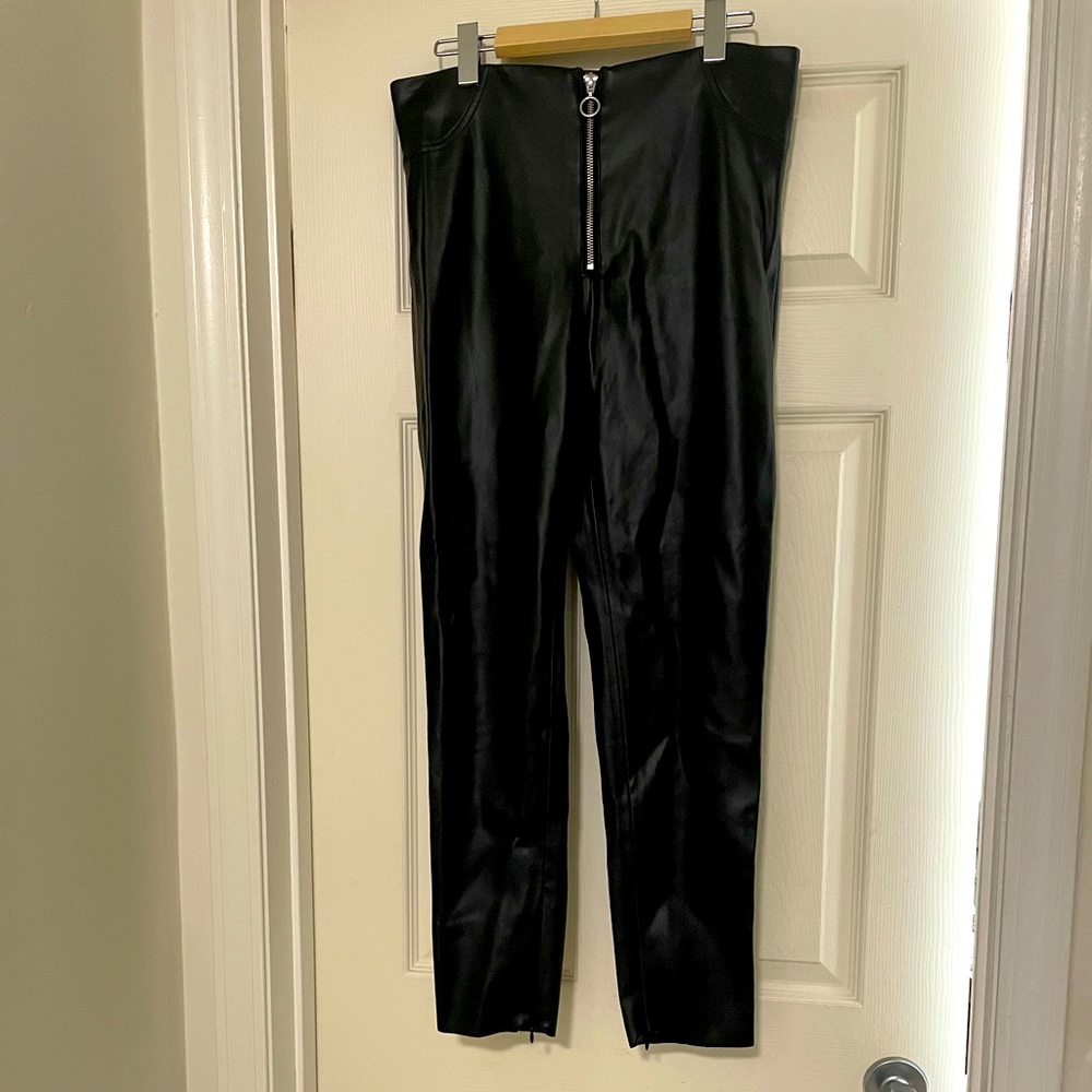 Zara faux leather pants with ankle zip